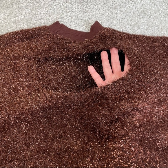 ANTHROPOLOGIE Maeve The Violetta Tinsel Sweater Crop Holiday Party Small ALTERED - Picture 7 of 10